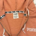 PINK - Victoria's Secret  women's small peach/white 1/2 zip crop top hoodie Photo 2