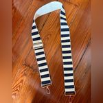 Leopard print and navy and white striped purse straps Black Photo 3