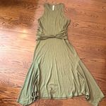Anthropologie Olive Mini Ribbed Sleeveless Shark Bite Cummerbund Relaxed Dress M Photo 3