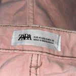 ZARA NWT Pink High Rise Straight Fit Split Hem Cutoff Denim Shorts SZ-8 Photo 4