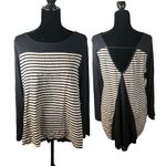 Pink Blush Maternity Beige Black Stripe Flowy Long Sleeve Blouse Size Large Photo 1