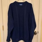 Aelfric Eden  Navy Blue Cable Knit Crewneck Business Casual Sweater  Photo 0