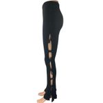 White Fox Boutique White Fox Women's Black Rib Knit Cutout Knot Side Flared Trousers Pants Size S Photo 2