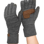C.C. NWT Unisex Cable Knit Winter Warm Anti-Slip Touchscreen Gloves, Dark Melange Photo 0