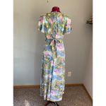 dress maxi floral flower power boho flutter sleeve green pink purple Photo 10