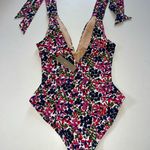 J.Crew Tie-Shoulder One-Piece Swimsuit in Watermark Floral Print Size 2 Photo 2