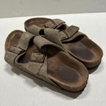 Birkenstock  Arizona Sandals Shoes Womens Size 7 38 Taupe Suede Two Strap Photo 3