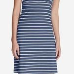 Eddie Bauer  Blue And White Striped Sleeveless V Neck Fit And Flare Dress Size S‎ Photo 0