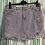 Refuge Womens Skirt Size XL Blue Denim Distressed Stretch Y2K Mini 34" Waist Photo 0