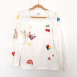 Johnny Was  Womens Whimsical Cashmere Top Size S White Embroidered‎ Boho Rainbow Photo 3