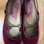 Earthies Essen Burgundy Canvas Velvet Ballet Flats NWOT Photo 5
