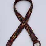 Vintage 80s 90s Rainbow Braided Leather Belt Size Small Lady Canterbury DR Brown Photo 3