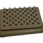 Christian Louboutin Spiked Leather Wallet - Beige with Signature Red Interior Photo 0