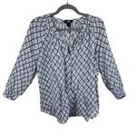 Paige  100% Cotton Revolve Sammy Diamond Pattern 3/4 Sleeve Button Up Blouse Sz L Photo 0