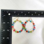 Multi Color Cut Crystal Faceted Rondelle Hoop Earrings New Red Photo 4