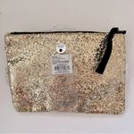 NWT Sparkle & Shine Glitter Zippered Pouch with Earrings Gold Photo 3