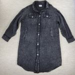 Oli & Hali Gauze Shirt Dress Medium Charcoal Gray Lagenlook Oversized Buttons Photo 0