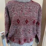 Vintage Cambio Italia Wool Blend Red Grey‎ Geometric Crewneck Sweater Knit L Size L Photo 0