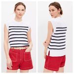 Loft Striped Sleeveless Sweater Tee in Navy and White - Size XS Photo 0