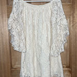 Elan women’s boho Cream Lace Blouse with Ruffled Sleeves size L Photo 0