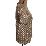 Bar III Gold Sequined embellished textured Diamond pattern lace trimmed top XS Photo 5