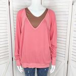 Free People  Santa‎ Clara Thermal Oversized Shirt Coral Pink Orange Medium Photo 1