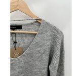 VERO MODA Sweater Women Small NWT Light Grey Melange Simone Long Sleeve Ruffle Photo 3