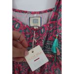 ALICIA BELL Floral Print Tassel Tie Shoulder Dress XL Red Blue Silk Cotton Photo 6