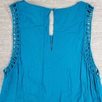 Anthropologie x Mermaid Macrame Maxi Dress M Blue Rayon Flowy Coastal Vacation Photo 7