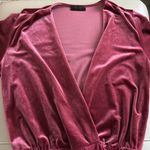 ZARA ‎ Velvet Plunge Draped Bodysuit Blouse Maroon Burgundy Size Medium Photo 5