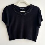 Laundry by Shelli Segal  Cropped Embellished Beaded Black Sweater, Size Medium Photo 0