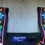 Royal Moda Black Mexican Embroidered Floral Blouse Huipil Style Top Large Photo 1