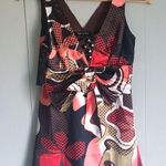 RUNWAY Ladies S Pleated Red Bow Tank Blouse Tan Photo 0