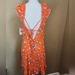 Free People  Like a Lady Orange Citrus Floral Mini Dress Lace Up Back S NWT Photo 8