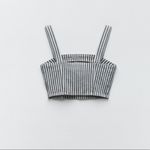 ZARA NWT  Striped Denim Crop Top in Blue White Size‎ Extra Small Photo 4