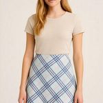 NWT Y2K Mini Skirt Size Medium Knit Academia Plaid Grunge School Girly coquette Blue Photo 0