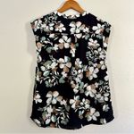 The Limited 🦋  Black Teal Floral Short Sleeve Blouse Small Photo 1