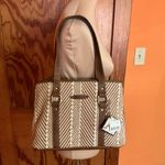 NWT Jamaica Bay Woven Tote | Neutral Brown & Cream Shoulder Bag Photo 8
