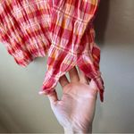 Plaid smocked button up 4x colorful top blouse ruffle feminine gingham cute Pink Photo 6