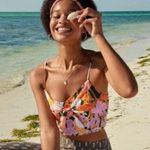 Aerie Top Womens XL Tank Woven Tie Front Dark Algae Floral Tropical Cropped NWT Photo 2