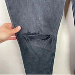 AGOLDE  Black‎ Lana Mid Rise Distressed Straight Leg Jean Photo 6