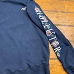Hollister Navy Blue Sweatshirt Crewneck Long Sleeve Floral Sleeve Womens XS Photo 3