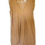 Knox Rose  Flutter Sleeve Eyelet Lace Dress – Size M – Tan Boho Babydoll Style Photo 0