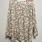 Woman Within  Plus 2X Floral Print Henley Top Long Sleeve Casual Comfy Holiday Photo 6