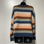 Madewell Pullover Sweater in Elmwood Stripe Orange Blue Size Medium Alpaca Wool Photo 6