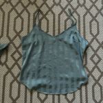 Danskin sage green matching satin tank & shorts stripe pajama set large Photo 4