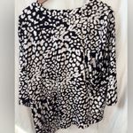 Chico's Chico’s Size 3 (XL) Black/White/Tan Layered Asymmetrical Printed Top Photo 3