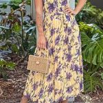 AMTIOUS light yellow floral pleated cute dress 🤍 Size L Photo 0