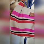 Kate Spade "Preloved" Large Leather/Canvas Striped Oak Island Shoulder Bag Photo 1