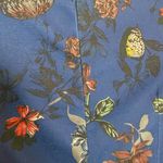 Avon Womens Midi Dress M Navy Blue Butterflies Floral Print Black Lace Sides Size M Photo 6